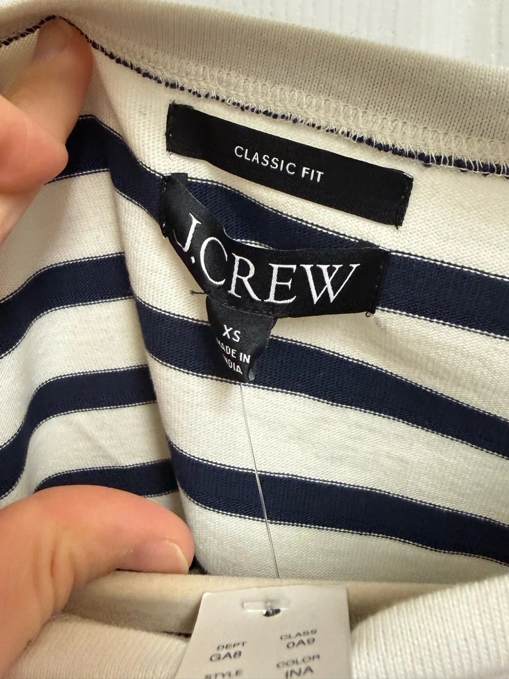 NWT J. Crew Classic Navy & Cream Striped Boatneck Top